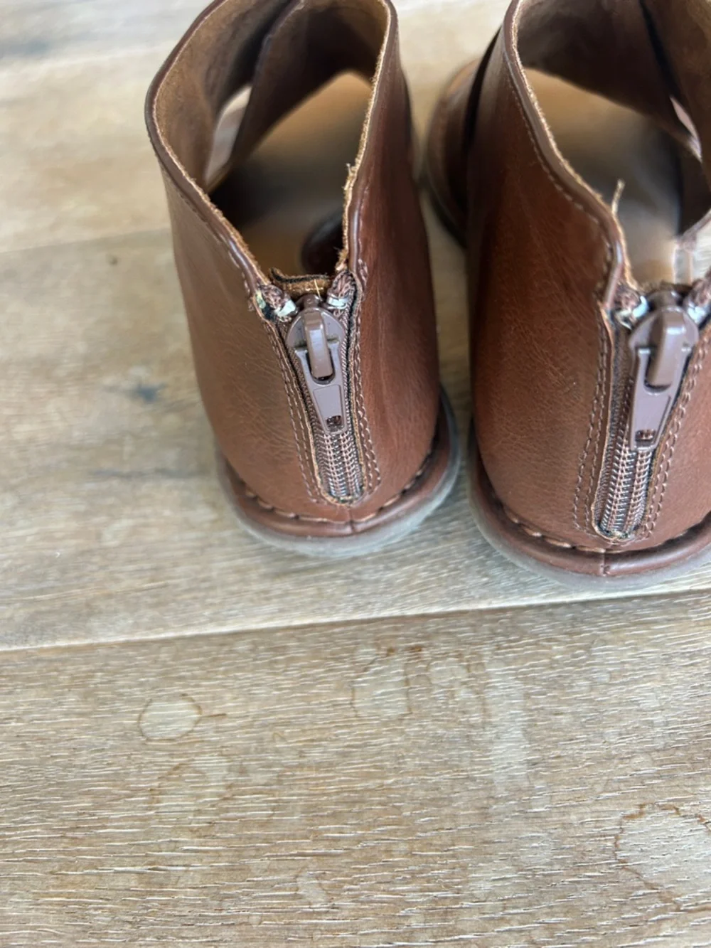 b.o.c. Brown Leather Crisscross Peep-Toe Sandals - Picture 7 of 8